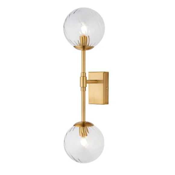 2-Light Wall Light with Twisted Glass - Gold