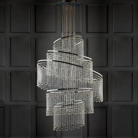 24-Light Chandelier Multi-Ring - Chrome, Glass