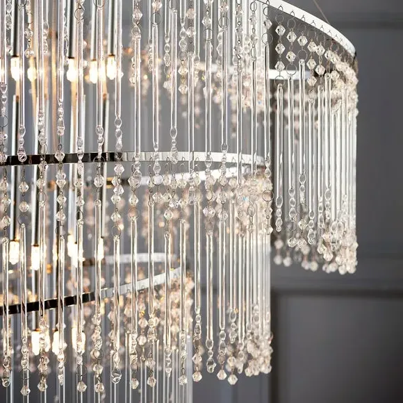 24-Light Chandelier Multi-Ring - Chrome, Glass