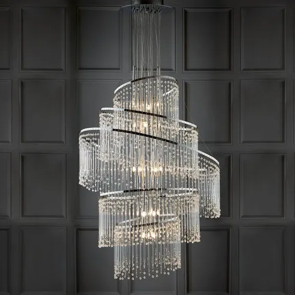 24-Light Chandelier Multi-Ring - Chrome, Glass image