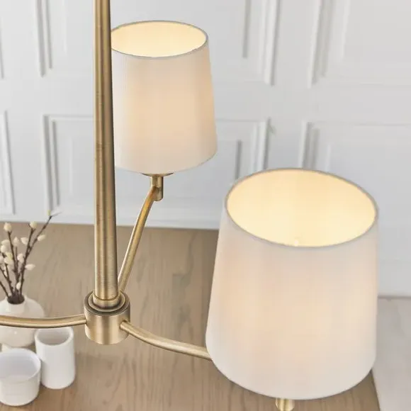 3-Light Adjustable Pendant - Gold, Fabric