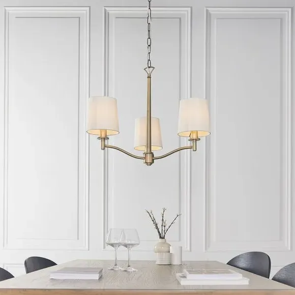 3-Light Adjustable Pendant - Gold, Fabric image
