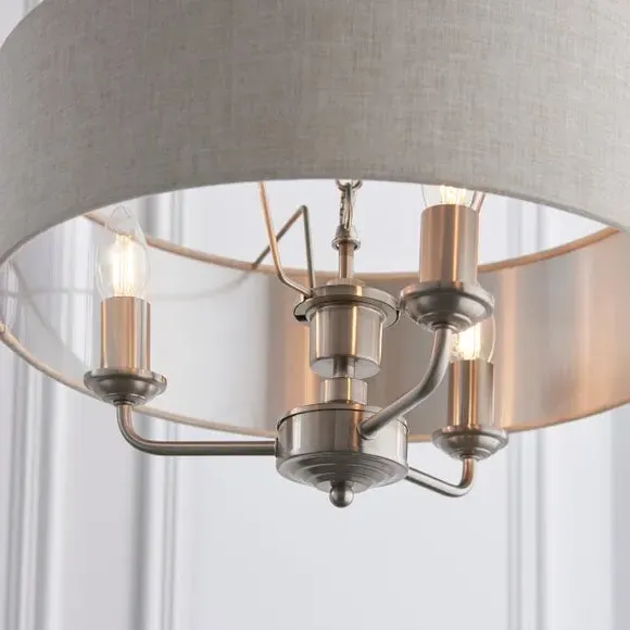 3-Light Adjustable Pendant Light - Chrome, Linen