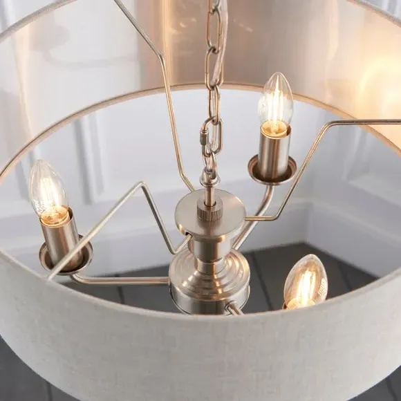 3-Light Adjustable Pendant Light - Chrome, Linen