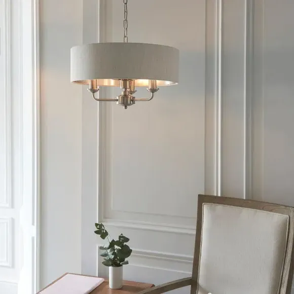 3-Light Adjustable Pendant Light - Chrome, Linen image