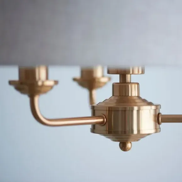 3-Light Adjustable Pendant Light - Gold, Linen