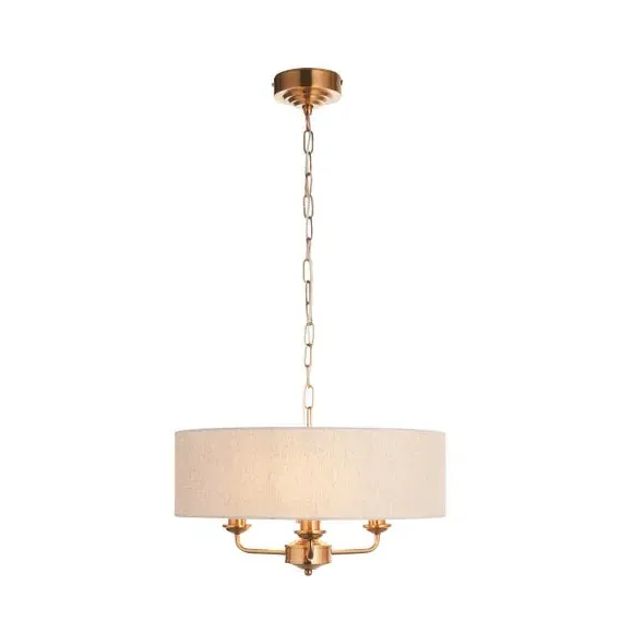 3-Light Adjustable Pendant Light - Gold, Linen