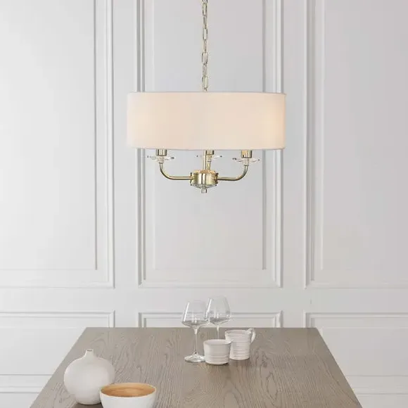 3-Light Ceiling Light with Crystal - Brass image