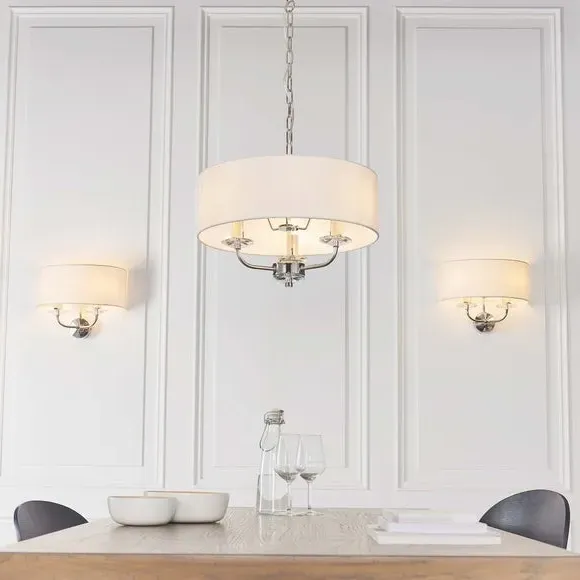 3-Light Ceiling Light with Crystal - Nickel