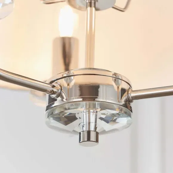 3-Light Ceiling Light with Crystal - Nickel