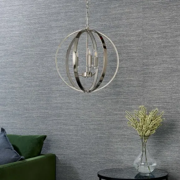 3-Light Ceiling Light with Frame - Silver, Metal
