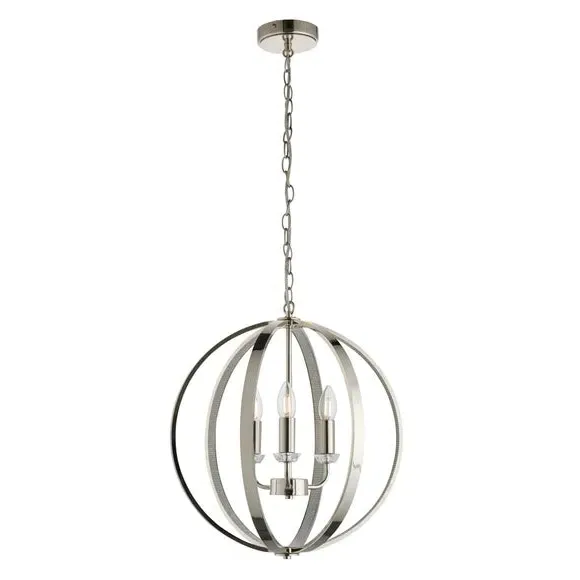 3-Light Ceiling Light with Frame - Silver, Metal
