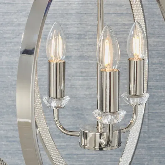 3-Light Ceiling Light with Frame - Silver, Metal