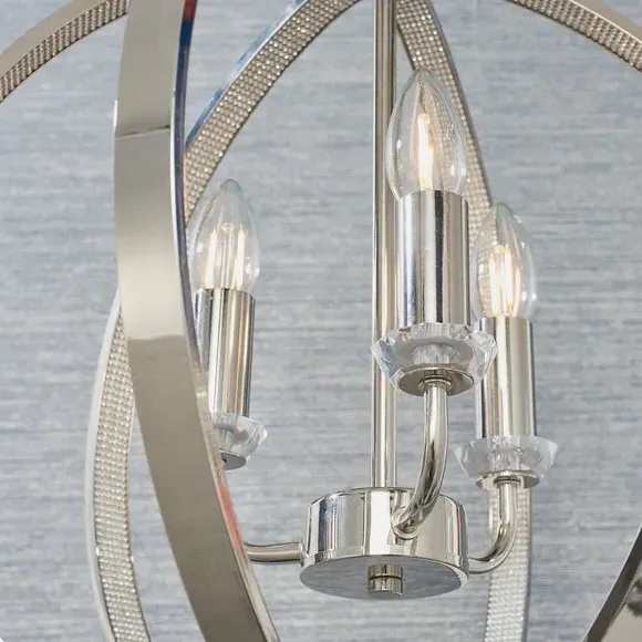 3-Light Ceiling Light with Frame - Silver, Metal
