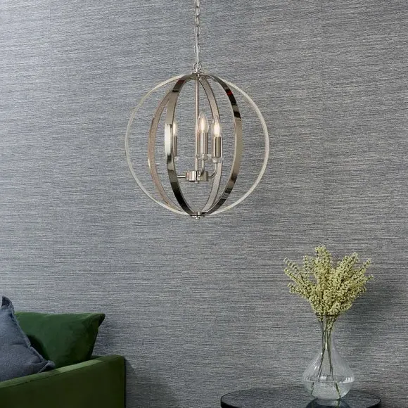 3-Light Ceiling Light with Frame - Silver, Metal image