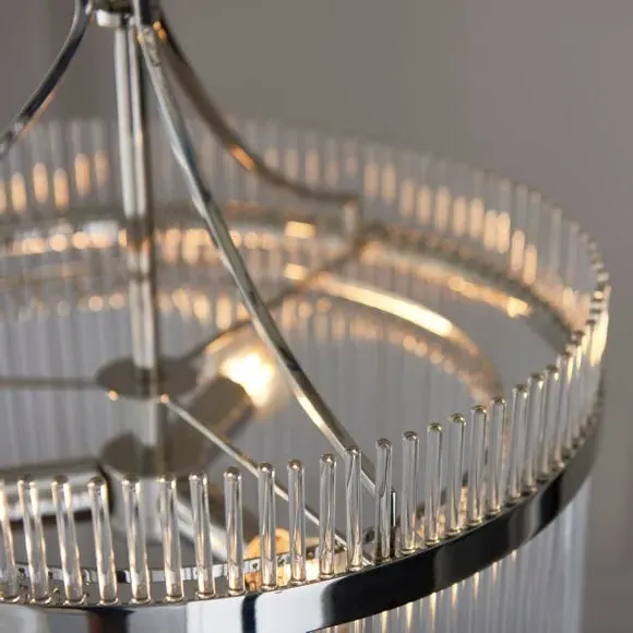 3 Light Chandelier with Clear Rods - Nickel