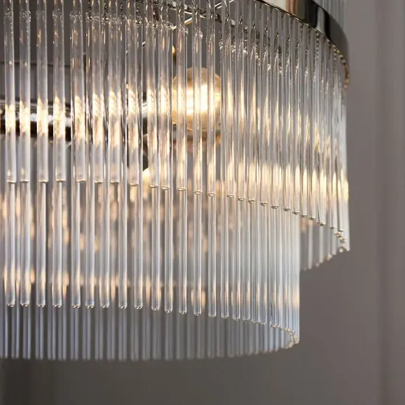 3 Light Chandelier with Clear Rods - Nickel