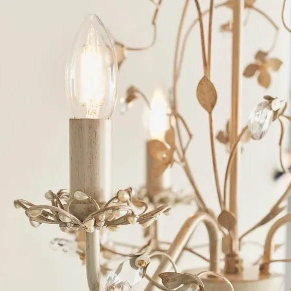 3-Light Chandelier with Glass Drops - Gold