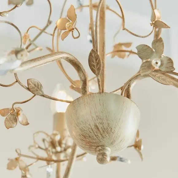 3-Light Chandelier with Glass Drops - Gold