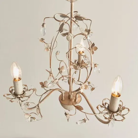 3-Light Chandelier with Glass Drops - Gold image