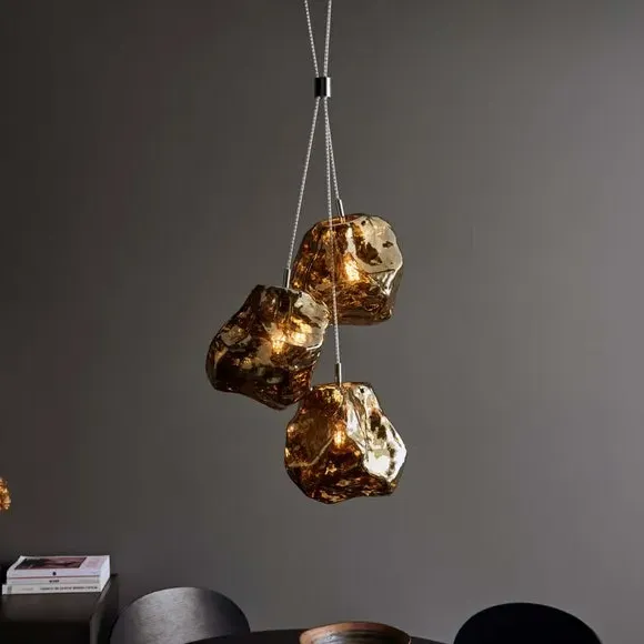 3-Light Cluster Ceiling Light - Bronze, Glass
