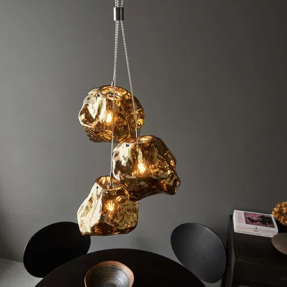 3-Light Cluster Ceiling Light - Bronze, Glass