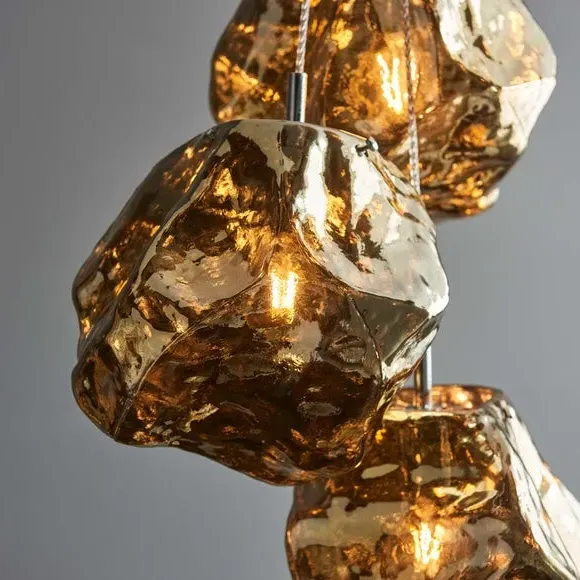 3-Light Cluster Ceiling Light - Bronze, Glass