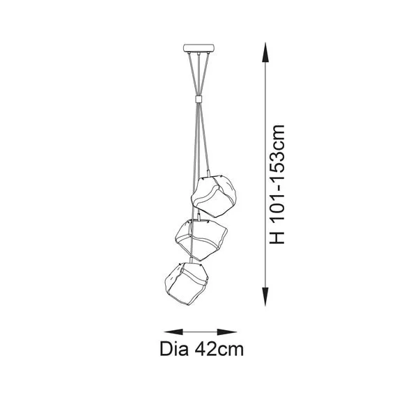 3-Light Cluster Ceiling Light - Bronze, Glass