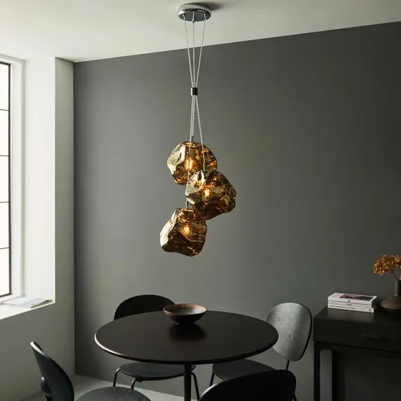 3-Light Cluster Ceiling Light - Bronze, Glass image