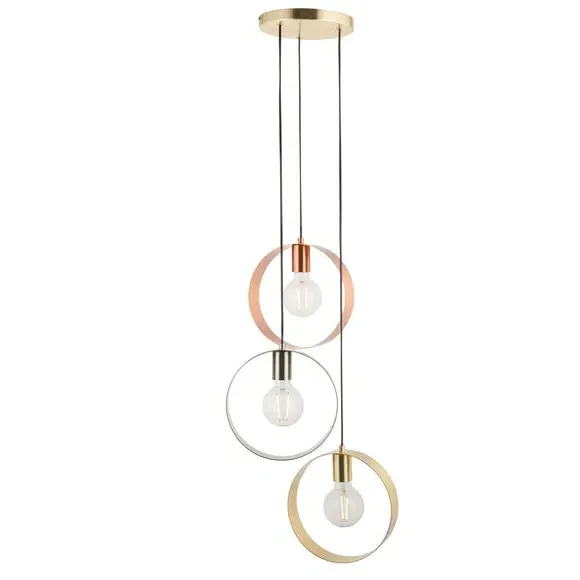 3-Light Cluster Ceiling Light - Mixed Metal