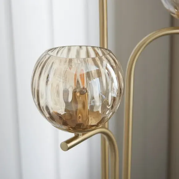 3-Light Floor Lamp - Brass, Glass