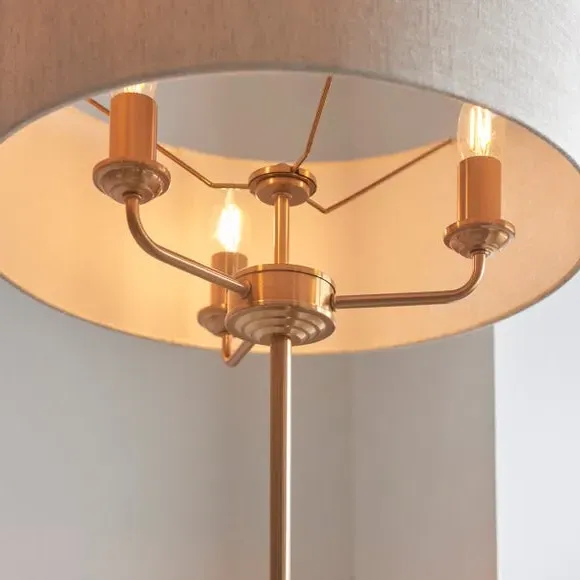 3-Light Floor Lamp with Foot Switch - Brass