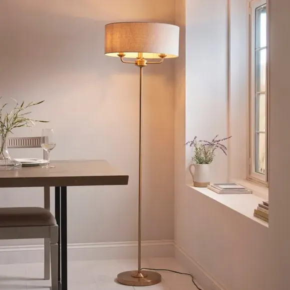 3-Light Floor Lamp with Foot Switch - Brass image