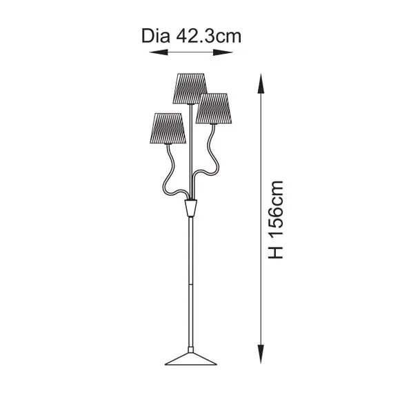 3-Light Floor Lamp with Raffia Shades - Black