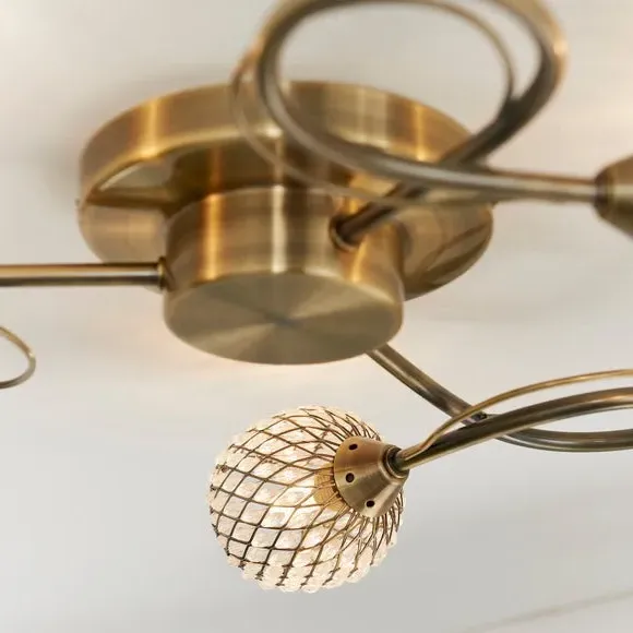 3-Light Flush Ceiling Light - Antique Brass