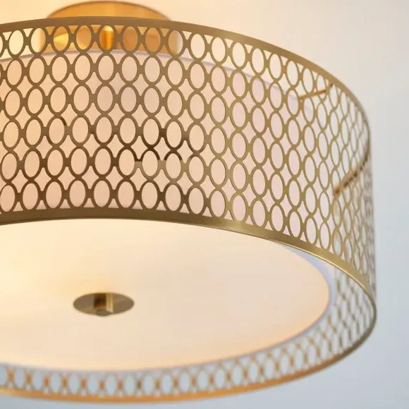 3 Light Flush Ceiling Light - Gold, Metal