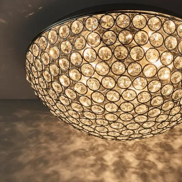 3-Light Flush Ceiling Light - Silver, Crystal