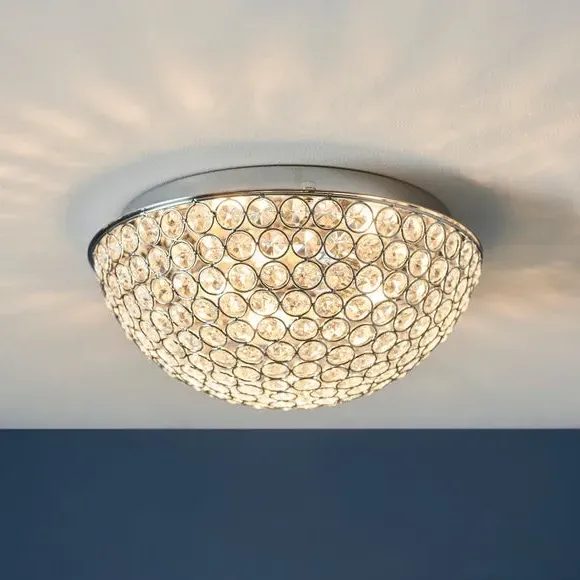 3-Light Flush Ceiling Light - Silver, Crystal image