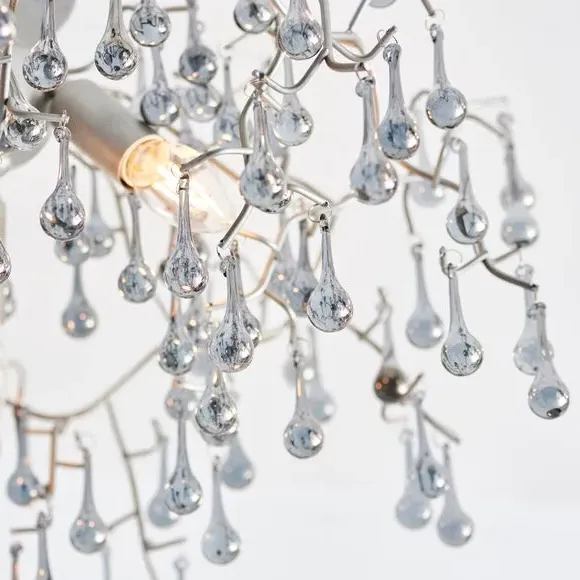 3 Light Flush Ceiling Light - Silver, Glass