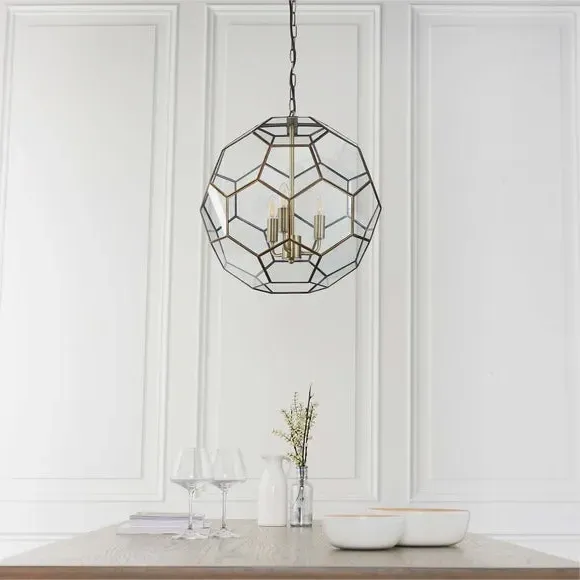 3-Light Hexagon Pendant Light - Brass