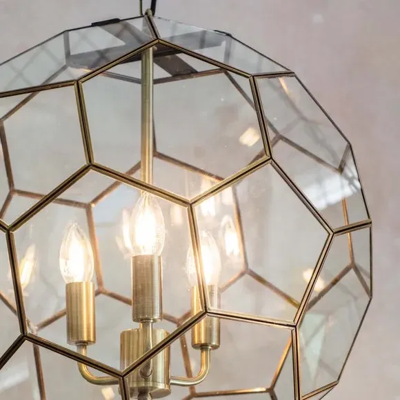 3-Light Hexagon Pendant Light - Brass
