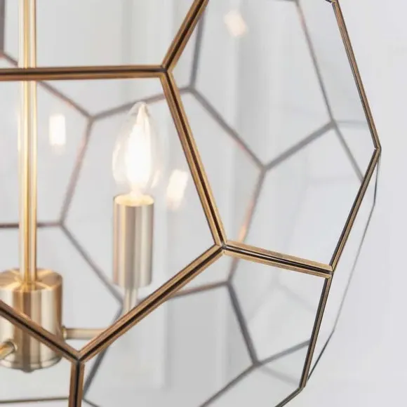 3-Light Hexagon Pendant Light - Brass