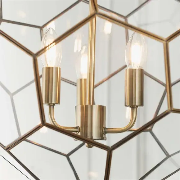 3-Light Hexagon Pendant Light - Brass