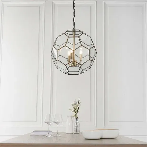 3-Light Hexagon Pendant Light - Brass image