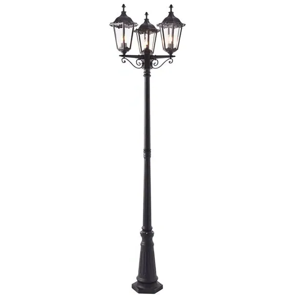 3-Light Outdoor Lamppost - Black, Aluminium image