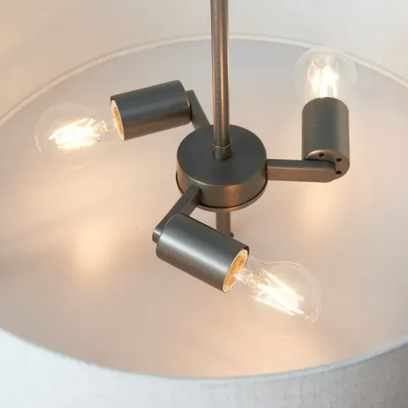 3-Light Pendant Light - Bronze, Linen