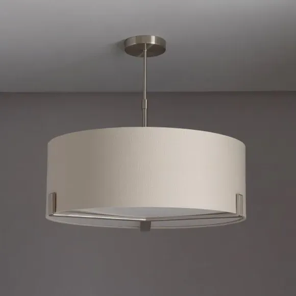 3 Light Pendant Light - Nickel, Fabric