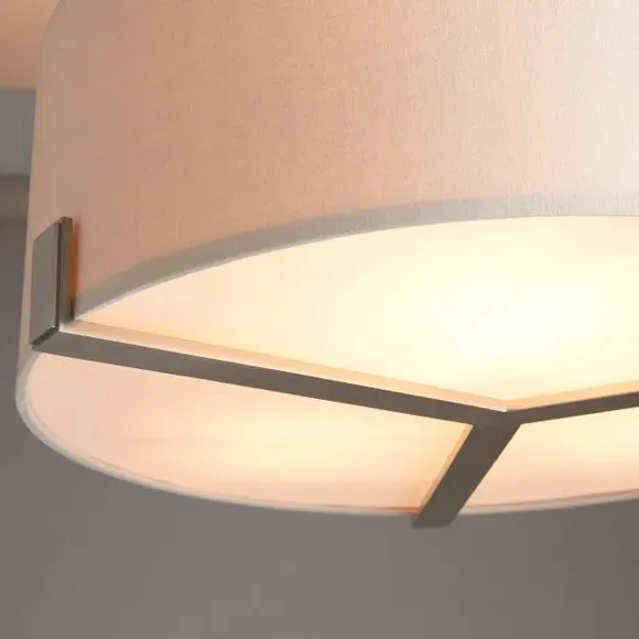 3 Light Pendant Light - Nickel, Fabric