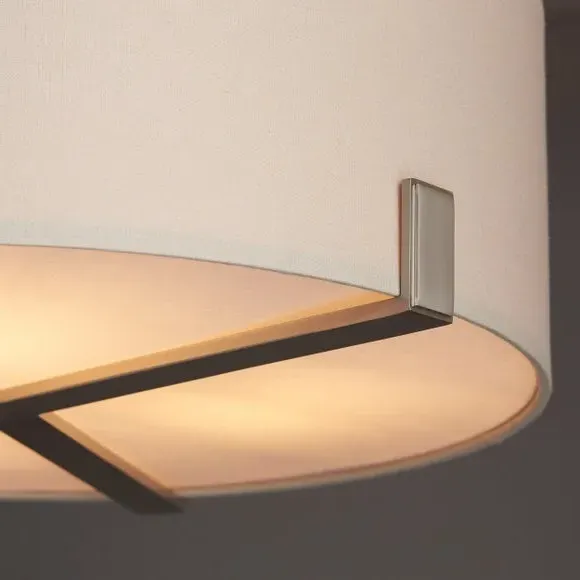 3 Light Pendant Light - Nickel, Fabric