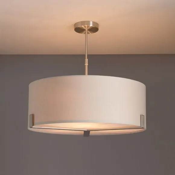 3 Light Pendant Light - Nickel, Fabric image